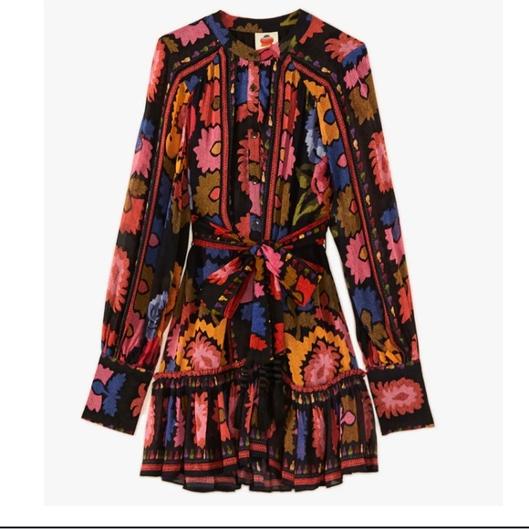 FARM Rio Dresses & Skirts - Nwt• Farm Rio Black Flowers Tapestry Minidress